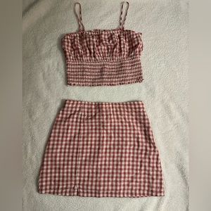 American Eagle red and white plaid two piece set!
